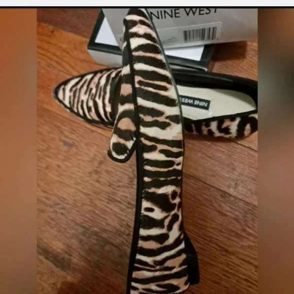 2/25 Nine West Size 6 ABAY Smoking/Ballet Flats Shoes Leopard Calf Hair Multi - Picture 5 of 6